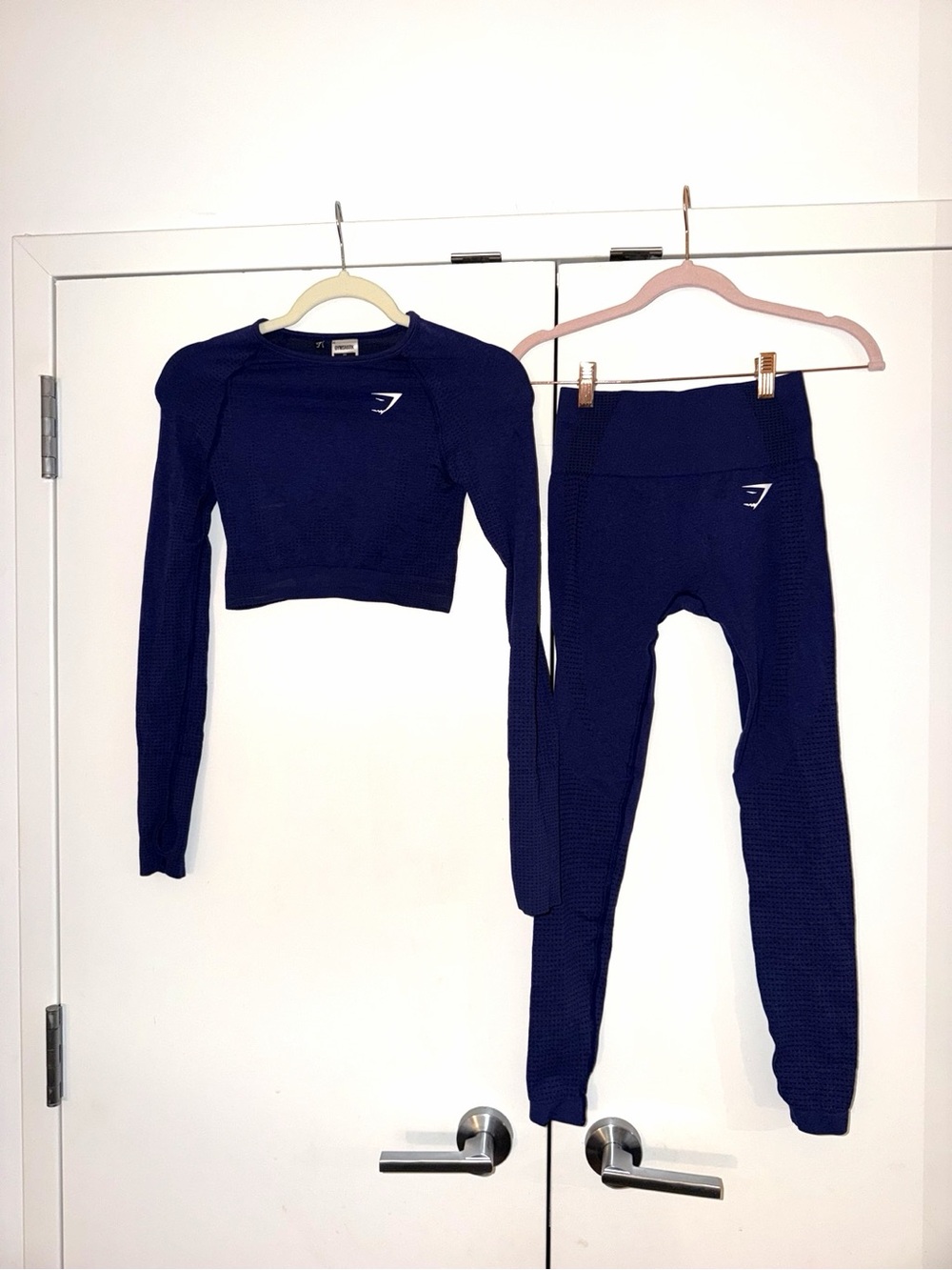 Gymshark Navy Seamless Crop Top and Leggings Set